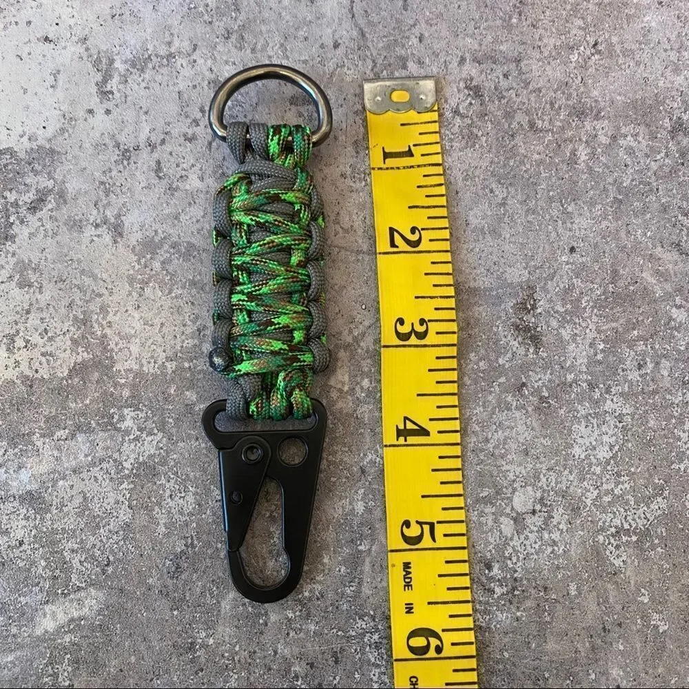 Paracord Keychain Handmade USA Unisex Sporty King Cobra Green Grey NEW